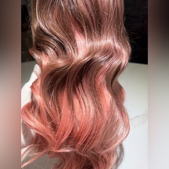 HAIR, 28” Long Layers, Lace at Center Part, Ombre Brown/Pink - Picture 6 of 11